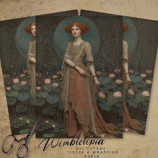 Antike Dame Wasserlilie Decoupage-Seidenpapier Seidenpapier