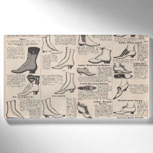 Antike Damenschuh-Katalogseite Vintage-Druck Namenschild