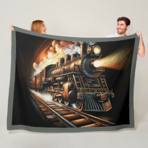 Antike Dampflokomotive Eisenbahnfan Fleecedecke