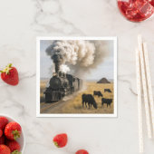 Antike Dampflokomotive mit Kühen Serviette (Beispiel)