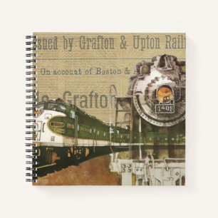 Antike Dampflokomotive Zug Eisenbahn Notizblock