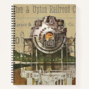 Antike Dampflokomotive Zug Eisenbahn Notizblock