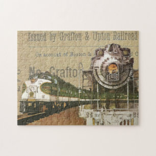Antike Dampflokomotive Zug Eisenbahn Puzzle