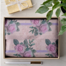 Antike Dekoupage mit altrosa Rosen und Damastband