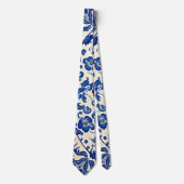 Antike Delft-Blumen-Creme Krawatte (Vorderseite)