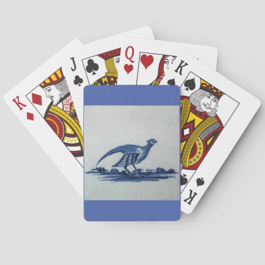 Antike Delfter Blaue Fliese - Moorhuhn im Gras Spielkarten (Rückseite)