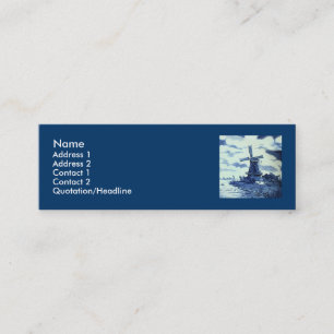 Antike Delfter Blaue Fliese - Windmühle Mini Visitenkarte
