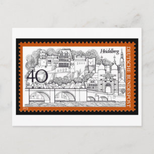 Antike deutsche Heidelberg-Briefmarke aus den 1970 Postkarte