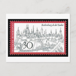 Antike deutsche Rothenburg ob der Tauber Briefmark Postkarte