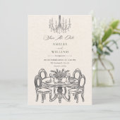 Antike Dinner-Tafel elegant Hochzeit Save The Date (Stehend Vorderseite)