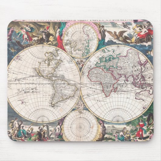Antike Doppelt-Hemisphäre Weltkarte Mousepad (Vorne)