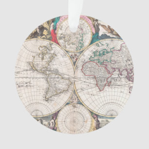Antike Doppelt-Hemisphäre Weltkarte Ornament