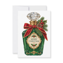 Antike dunkelgrüne Parfümflasche Frohe Weihnachten
