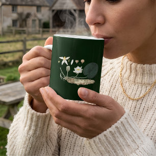 Antike dunkelgrüne Seerosen-Botanik-Garten Kaffeetasse