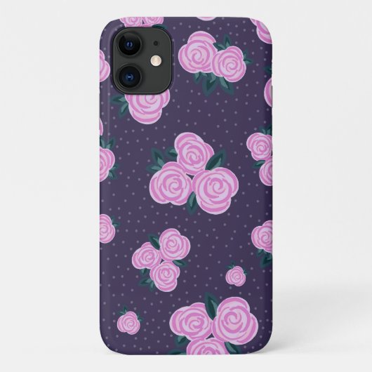 Antike dunkelviolette Blumenmuster Case-Mate iPhone Hülle (Rückseite)
