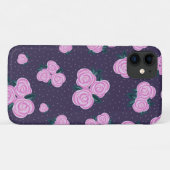 Antike dunkelviolette Blumenmuster Case-Mate iPhone Hülle (Rückseite (Horizontal))
