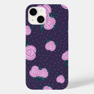 Antike dunkelviolette Blumenmuster Case-Mate iPhone 14 Hülle