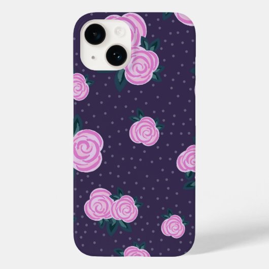 Antike dunkelviolette Blumenmuster Case-Mate iPhone Hülle (Rückseite)