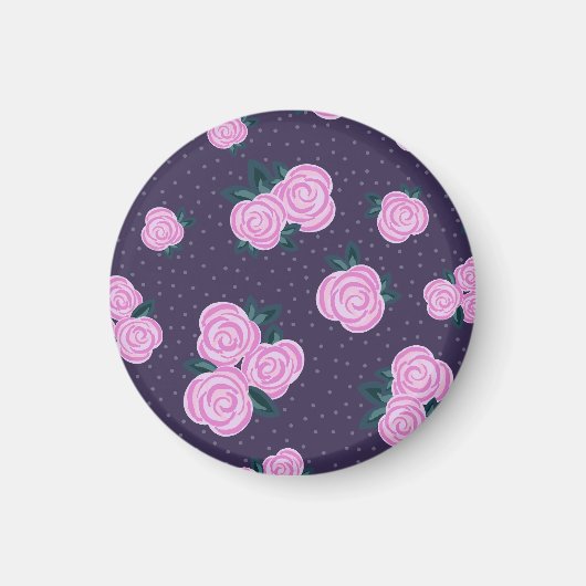 Antike dunkelviolette Blumenmuster Magnet (Vorne)