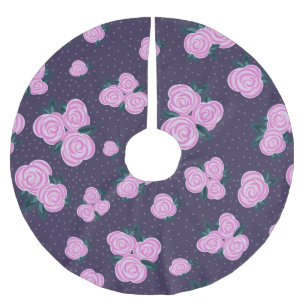Antike dunkelviolette Blumenmuster Polyester Weihnachtsbaumdecke