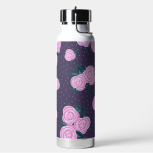 Antike dunkelviolette Blumenmuster Trinkflasche