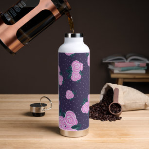 Antike dunkelviolette Blumenmuster Trinkflasche