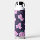Antike dunkelviolette Blumenmuster Trinkflasche (Vorderseite)