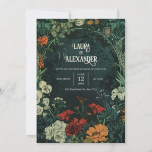 Antike dunkle Blumen-Hochzeitseinladungen Einladung