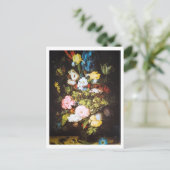 Antike dunkle Blumenmuster Postkarte (Stehend Vorderseite)