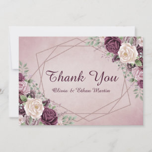 Antike Dustige Rose Floral Geometrisch Dankeskarte