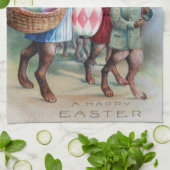 Antike Easter Bunny Parade Post Card Egg Lanterns Küchentuch (Gefaltet)