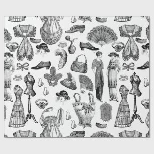 antike edwardianische Vintage-Mode Damen weiß Geschenkpapier