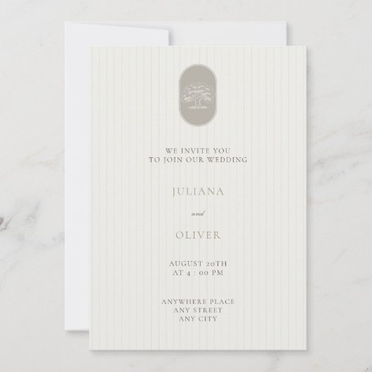 Antike Eichenbaum-QR-Code-Hochzeit Einladung (Vorderseite)