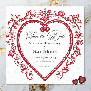 Antike Elegante Chinoiserie Florale Herz Hochzeit Save The Date