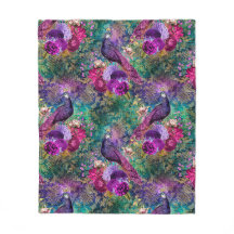 Antike elegante lila Teal-Pfauen im Vintage-Stil