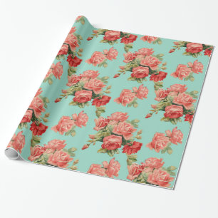 Antike elegante rosa rote Rosen Muster Geschenkpapier
