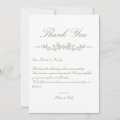 Antike Elegante Salbeigrüne Französische Blumenmus Dankeskarte (Vorderseite)