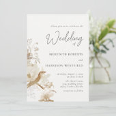 Antike Elegante Vintage Blumenhochzeit Einladung (Stehend Vorderseite)