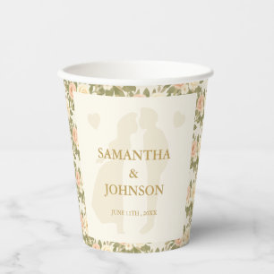 Antike Elfenbein Blumen Hochzeit Pappbecher