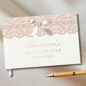 Antike Elfenbein-Bogen-Spitze-Brautdusche Gästebuch