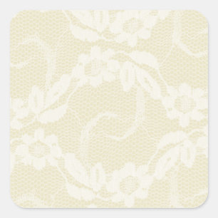 Antike Elfenbein-Country-Western-Spitze-Hochzeits- Quadratischer Aufkleber