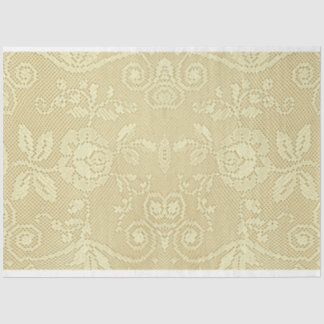 Antike Elfenbein-Creme rustikale Blumenmuster-Spit Seidenpapier