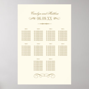 Antike Elfenbein-Hochzeits-Sitzordnung mit Ornamen Poster
