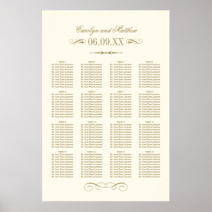 Antike Elfenbein-Hochzeitssitzordnung mit Vintage- Poster