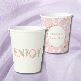 Antike Elfenbein-Rosen Hochzeitsdusche mit Blumenm Pappbecher