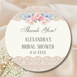 Antike Elfenbein Spitze mit Blumenmuster Danksagun Runder Aufkleber