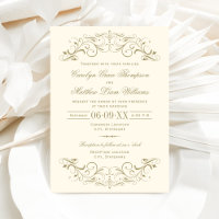 Antike Elfenbein- und Gold-Schriftrolle Hochzeit