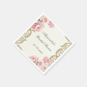 Antike Elfenbeinfarbene Pfingstrosen-Brautparty Serviette (Ecke)