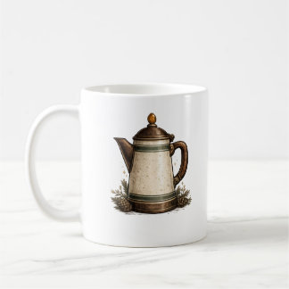 Antike Emaille-Kaffeekanne Kaffeetasse