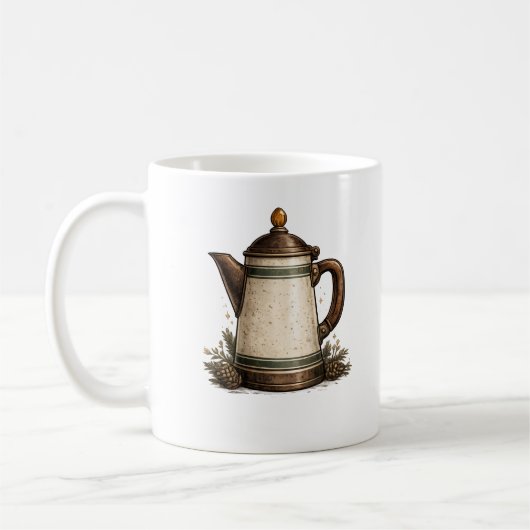Antike Emaille-Kaffeekanne Kaffeetasse (Links)